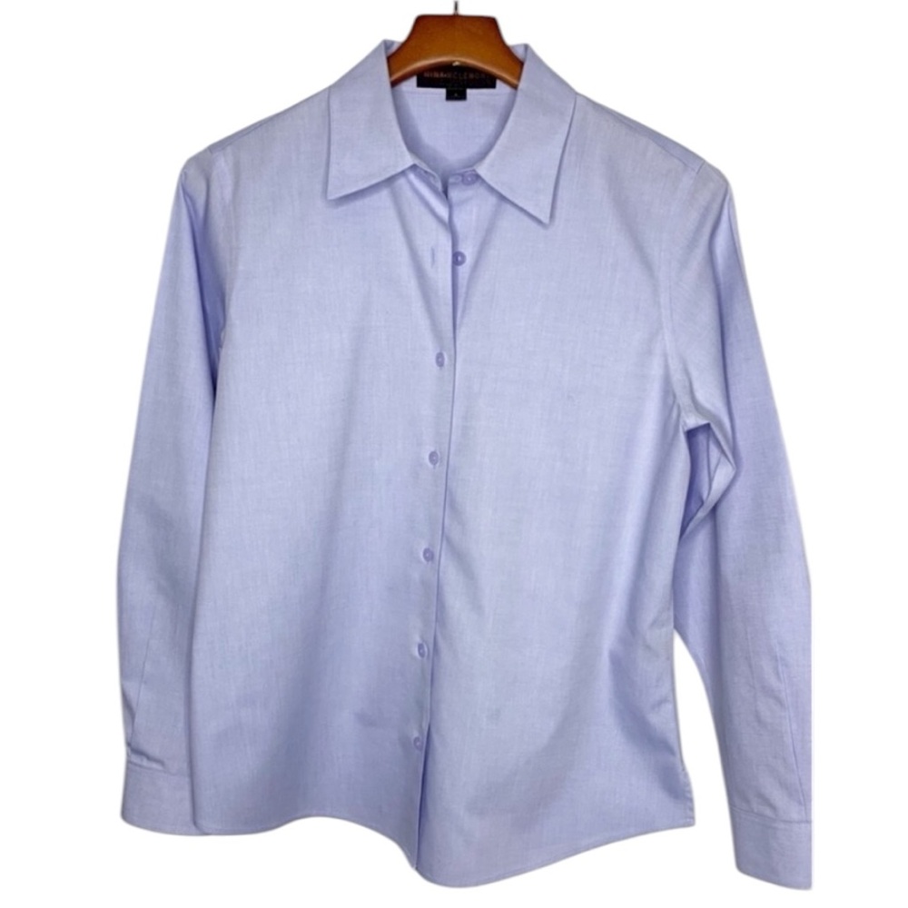 Nina Mclemore Like-New Womens 100% Cotton Blue Oxford Button Up Shirt Size 6